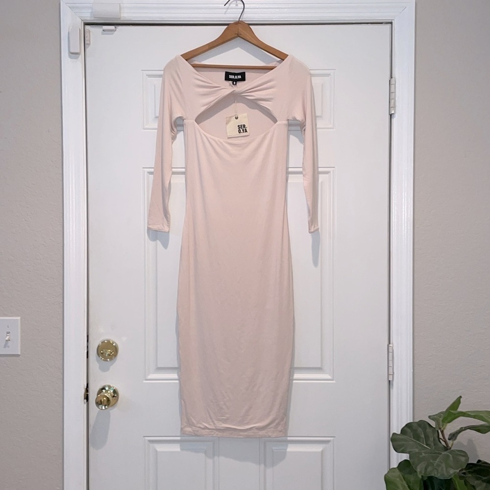 SER.O.YA Irene Dress Cutout Midi Pastel Pink Women’s Size S NEW